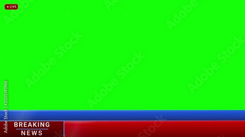 Breaking news lower third graphic with green screen background for broadcast