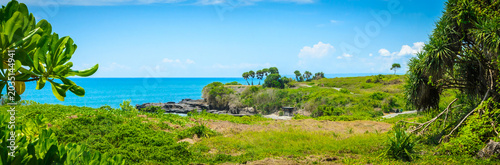 Beautiful Uluwatu coast with rocks and ocean waves, Bali, Indonesia