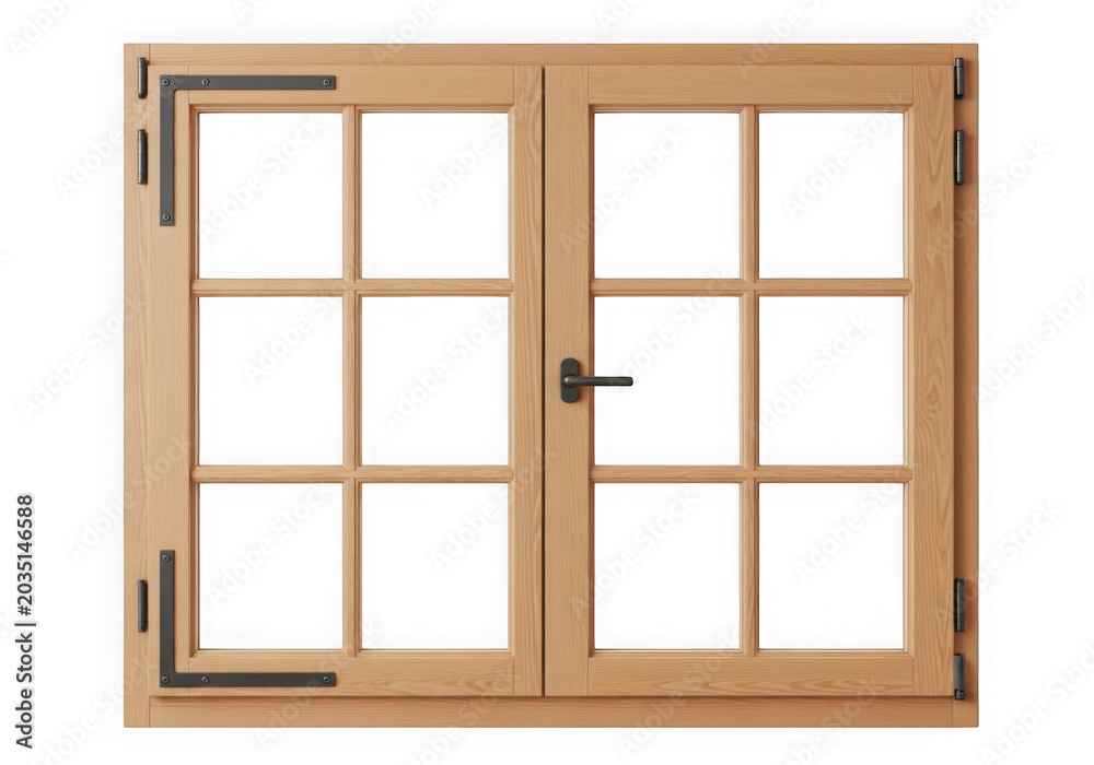 Fototapeta premium Wooden double pane window with grid design