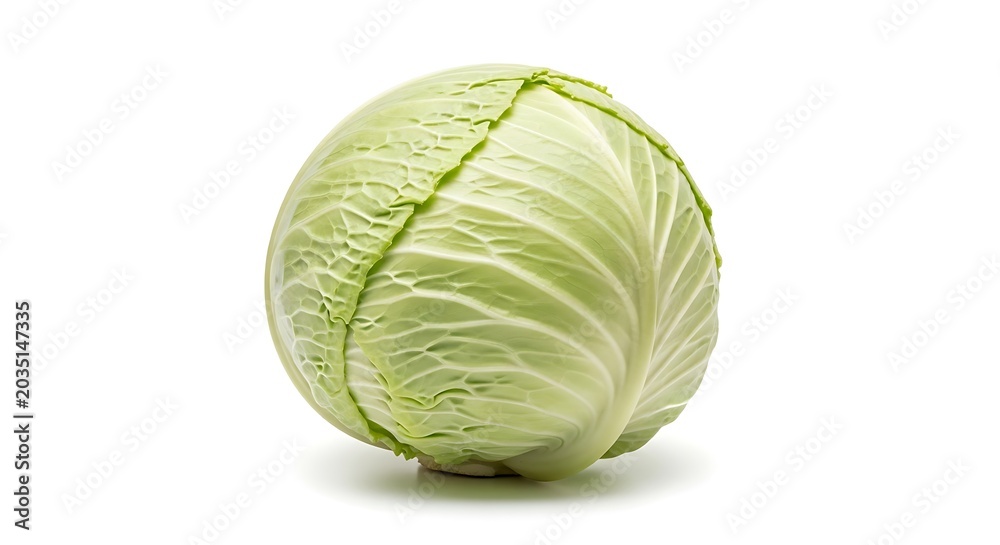 Fototapeta premium Fresh green cabbage on white background.