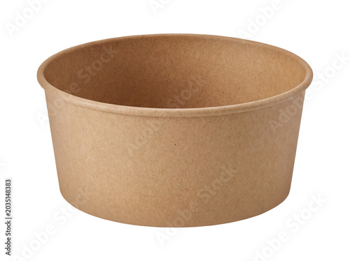 Blank Brown Paper Food Container Isolated on Transparent Background – Eco Friendly Takeout Bowl