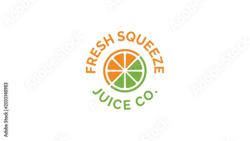 Fresh Squeeze Juice Co Logo Design with Citrus Fruit Icon