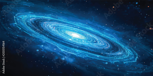 Spiral galaxy abstract space background with glowing stars nebula and cosmic universe swirl in blue night sky illustration wallpaper