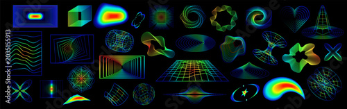 Quadro su tela Isolated shapes in Y2K style,