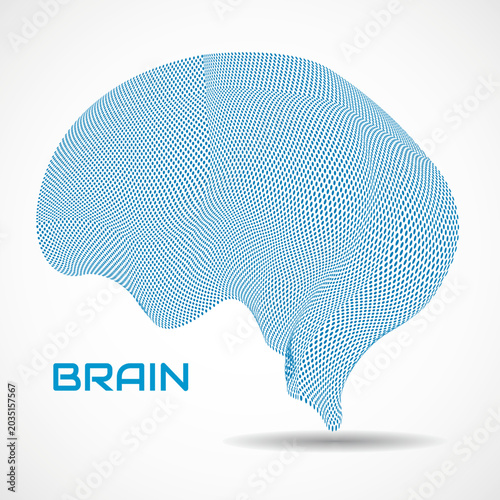 Abstract colorful human brain. Logo with dotted