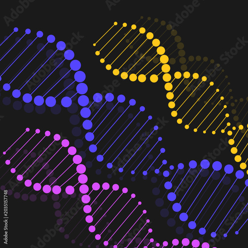 DNA spiral isolated on black background, human genetic symbol