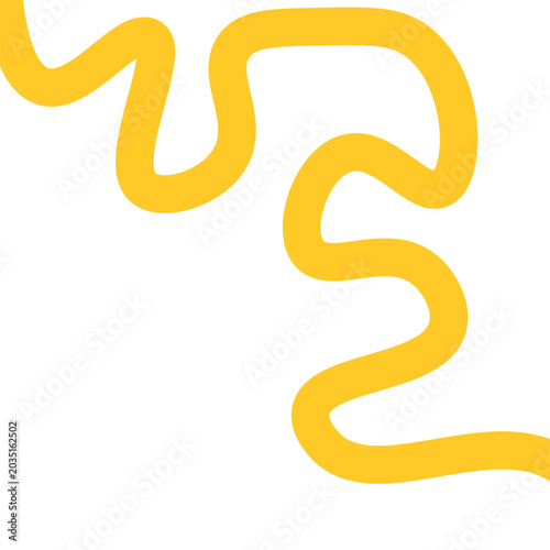 Yellow wavy line on white background for design and decoration purposes