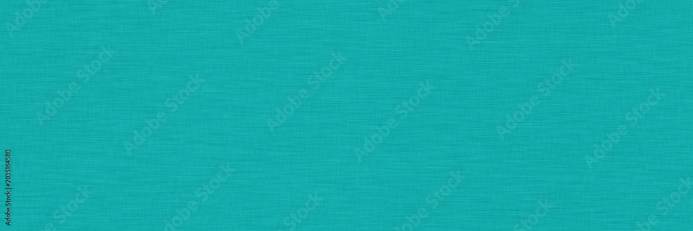 Fototapeta premium Turquoise Teal Linen Fabric Texture Banner, Cyan Aqua Blue Canvas Pattern, Solid Textured Textile Cross Hatch Panoramic Background for Web Header Design