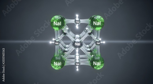 Molecular structure of sodium chloride under bright light