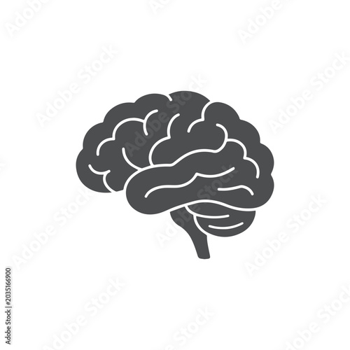 Detailed Brain Glyph Vector Icon for Neuroscience, Artificial Intelligence and Healthcare Design