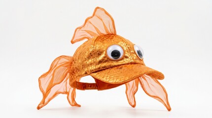 Funny goldfish baseball cap isolated on white background