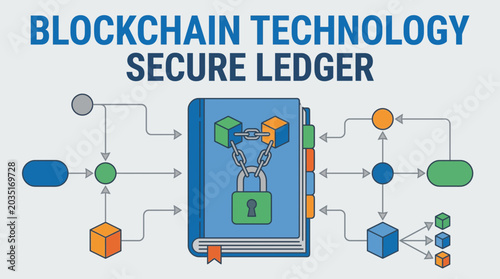 Cuadro en lienzo Blockchain Technology Secure Ledger