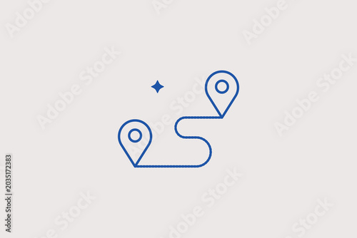 Canvastavla Curved road path with pin pointers line icon for marathon running routes