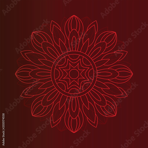 Luxury red mandala vector design for wedding invitation or background