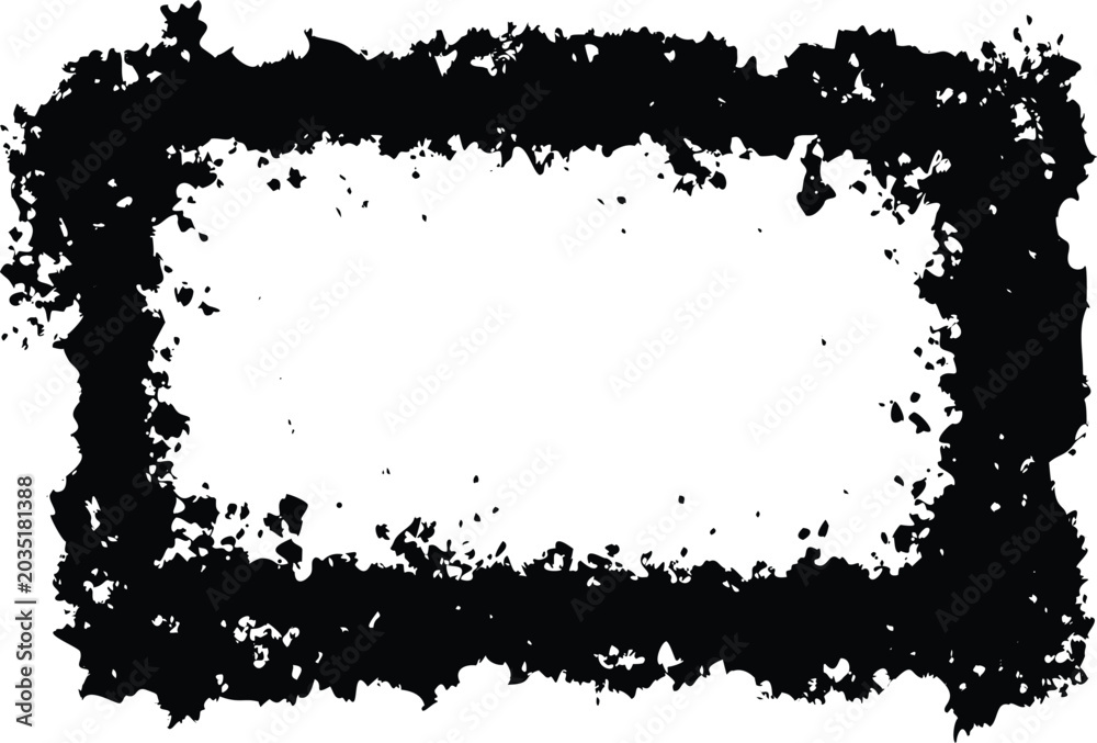 Fototapeta premium Heavily splattered black grunge frame with intense texture creates a dynamic and dramatic visual effect