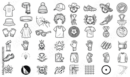 Soccer Football Badge Shield Label Emblem Sketch Set for Sports Team Club Branding Championship Logo Design vector illustration