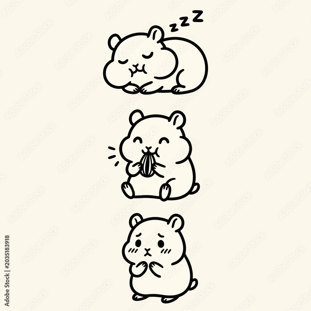 Obraz premium Cute Hamster Expressions and Emotions.