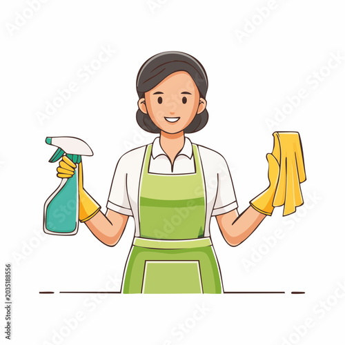 Woman with Cleaning Supplies