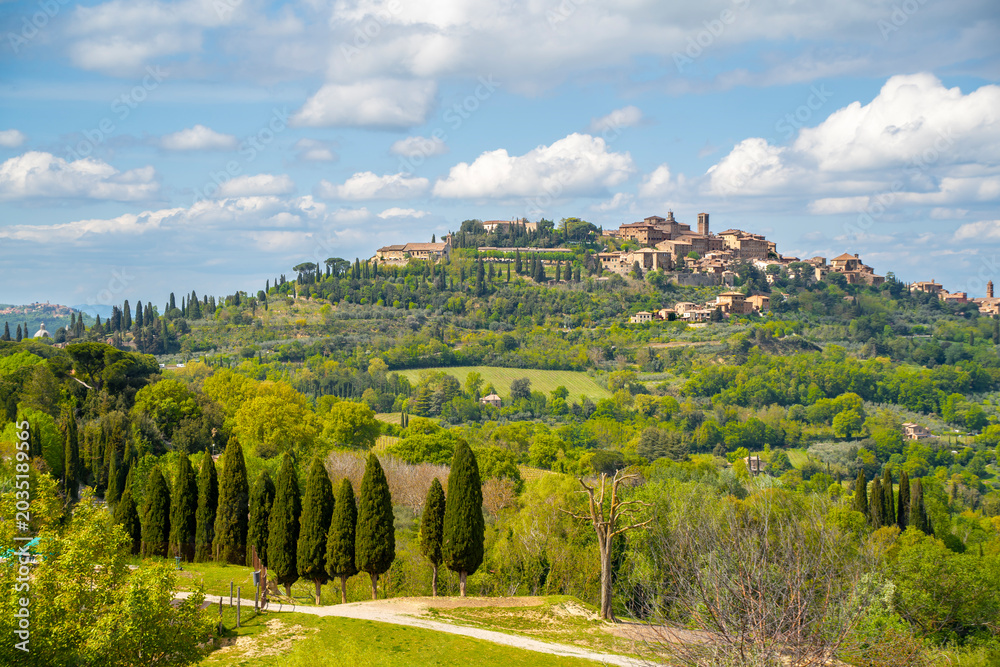 Fototapeta premium Panoramic view of the medieval village of Montepulciano, Tuscany, Italy