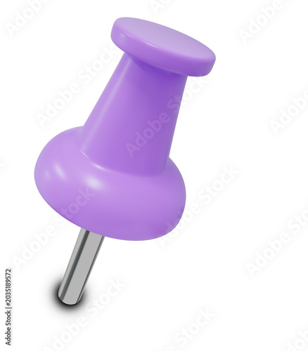 Purple Push Pin 3D Illustration