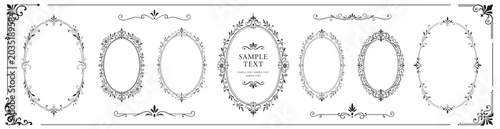 Photos Elegant collection of vintage oval frames and decorative borders with floral ornaments