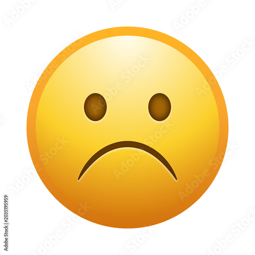 Frowning emoji illustration, isolated on transparent background.