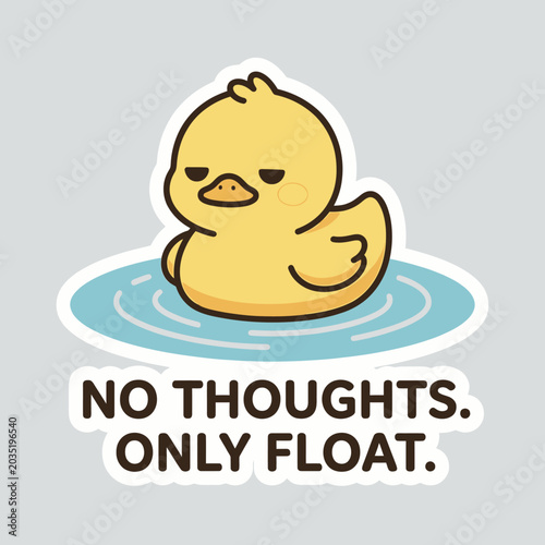 Photography Cute Yellow Duck Floating Water.