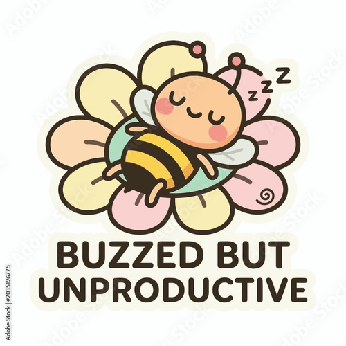 Sleepy bee on flower resting.