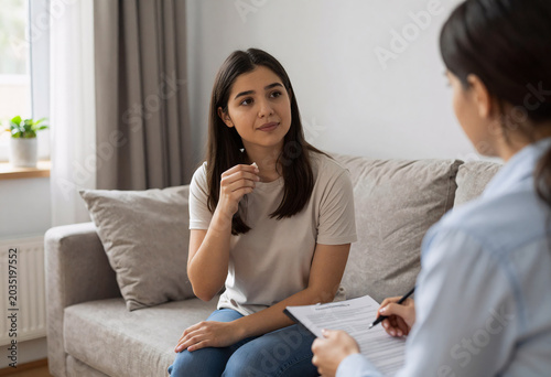 Woman with OCD doing exposure therapy at home with therapist support