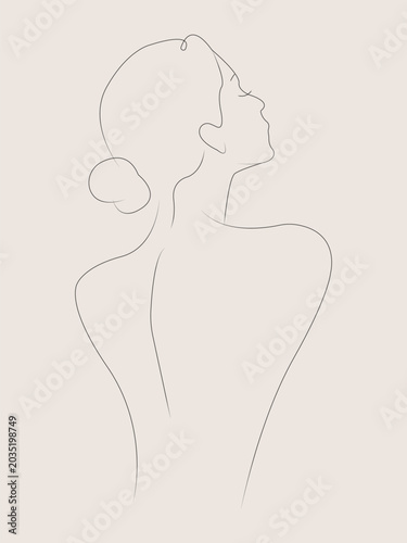 One line drawing of a beautiful woman.