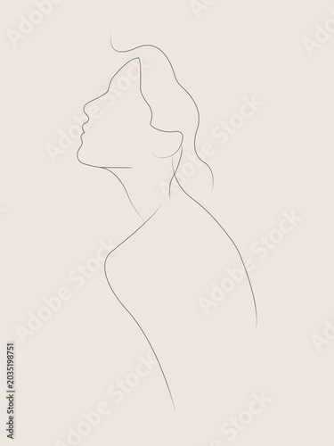One line drawing of a beautiful woman.
