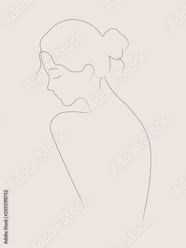 One line drawing of a beautiful woman.