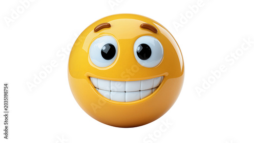 Foto Isolated happy yellow emoji with a wide toothy grin and cheerful cartoon eyes