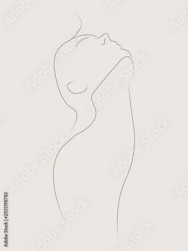 One line drawing of a beautiful woman.