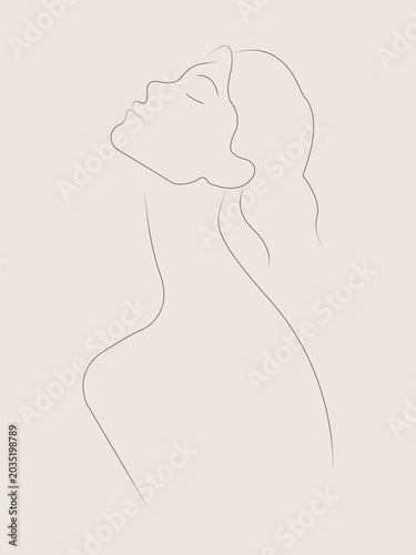 One line drawing of a beautiful woman.
