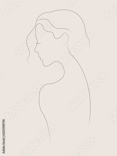 One line drawing of a beautiful woman.