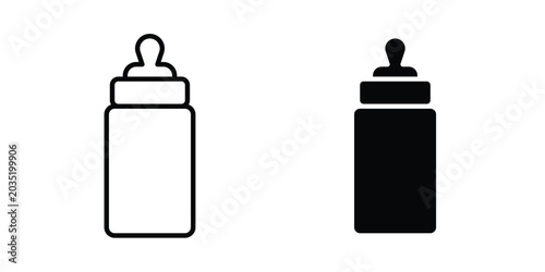 Baby milk bottle icon set illustration. icon designs