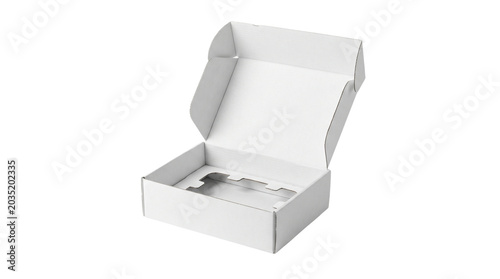 Open white cardboard box isolated on transparent background png