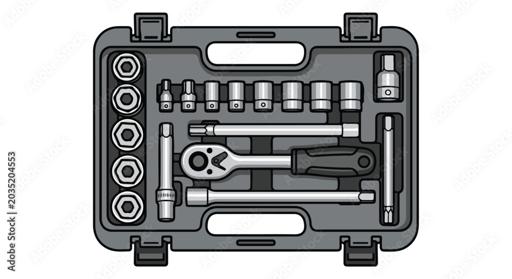 Fototapeta premium Tool kit with sockets, ratchet, and bits