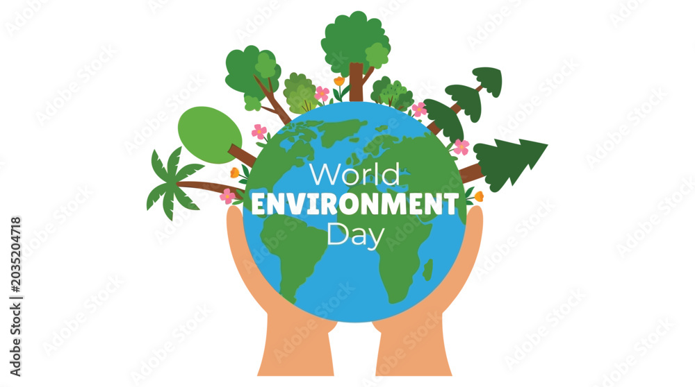 Φωτογραφία World environment day illustration with globe and foliage vector graphic