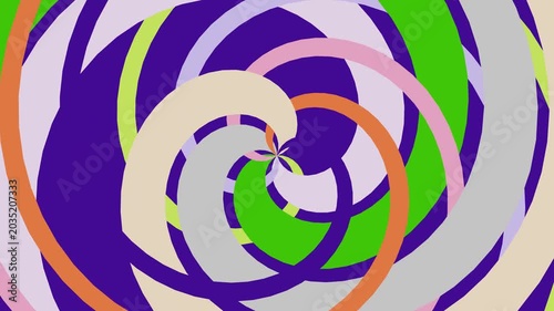 Hypnotic abstract rotating colorful ribbons in a geometric swirl