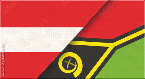 Quadro su tela Double flag of Austria and Vanuatu on fabric texture
