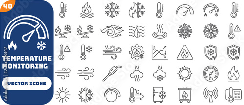 Bild auf Leinwand Hot and cold temperature thermometer icon set