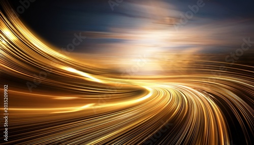 Abstract Gold Motion Light Glow Effect Magic Shiny Line