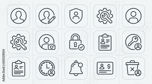 User interface icons for account settings and profile management.