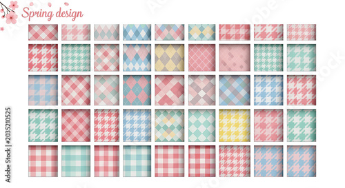 Vibrant spring design features colorful plaid patterns on fabric squares