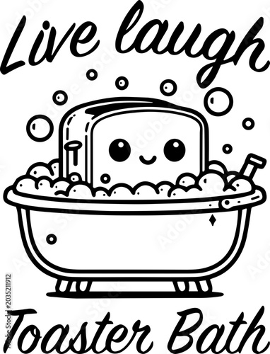 Photos Live Laugh Toaster Bath SVG, Dark Humor Tshirt SVG, Retro Live Laugh Toaster Bat