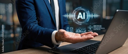 Revolutionary ai integration demonstration modern office setting digital innovation showcase futuristic environment engaging perspective advancing technology concepts for business growth