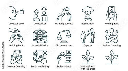 Photos Conceptual icons illustrating emotions desires and social behaviors