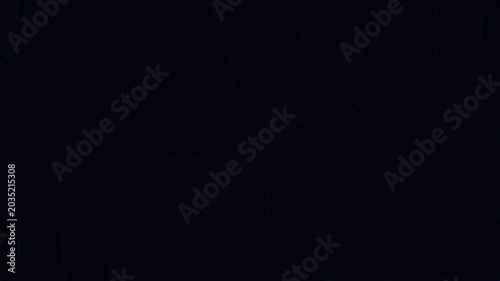 Abstract rotating dark blue spiral pattern on black background